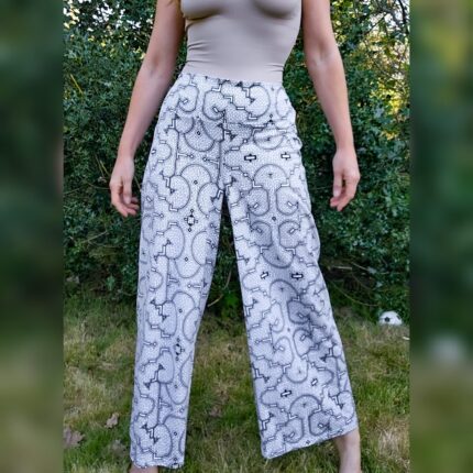 White Shipibo Wide Leg Ayahuasca Ceremony Trousers Small